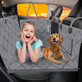 Hard Bottom Dog Car Seat Cover for Back Seat, Backseat Extender | Dog Hammock for for Cars, SUVs, Sedan, Holds 420lbs, Large Space, Sturdy Oxford, Pet Car Bed, Waterproof, Mesh Window, Grey by ROUWINNE
