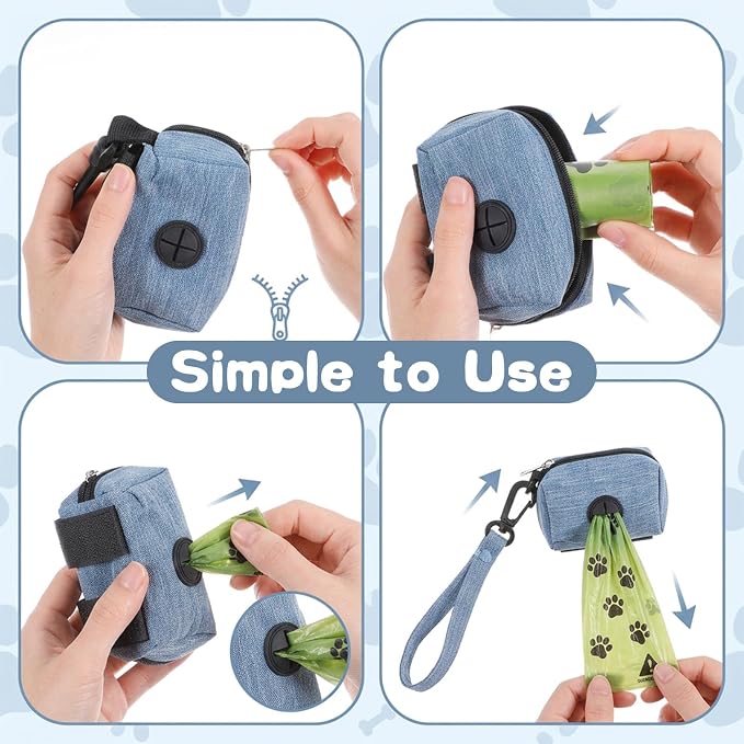 Amaxiu 3-Pack Dog Poop Bag Holder, Dog Waste Bag Dispenser, Leash Attachment Puppy Poop Bags Dispensers Portable for Outdoor Use Oxford Fabric Zipper Pouch for Cats Dogs Pets - Image 7