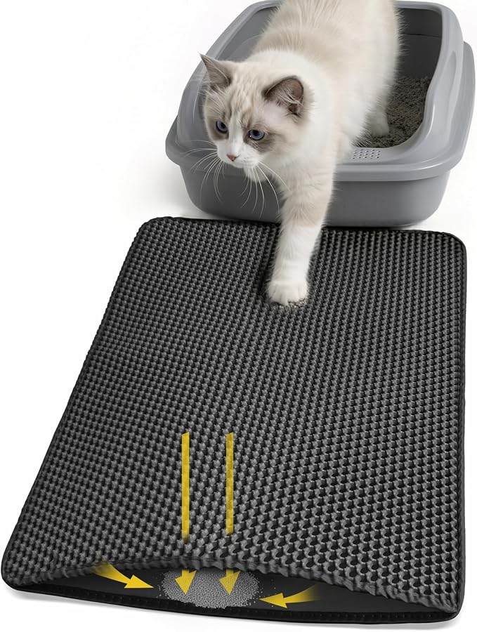 Cat Litter Mat 24x15 Inches, Honeycomb Double Layer Litter Trapping Mat, Waterproof Leakproof Urine Proof Cat Litter Box Mat for Cat Litter Box Area, Floor, Kitty Litter Rug by Unknown