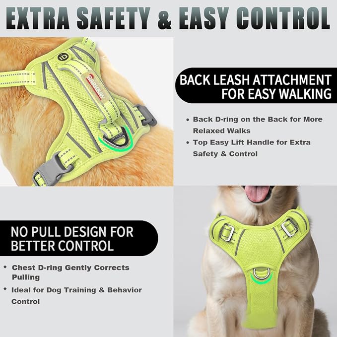 BARKBAY No Pull Dog Harness Large Reflective Dog Harness with Front Clip and Easy Control Handle for Walking Training Running with ID tag Pocket(Sunlight,M) - Image 3