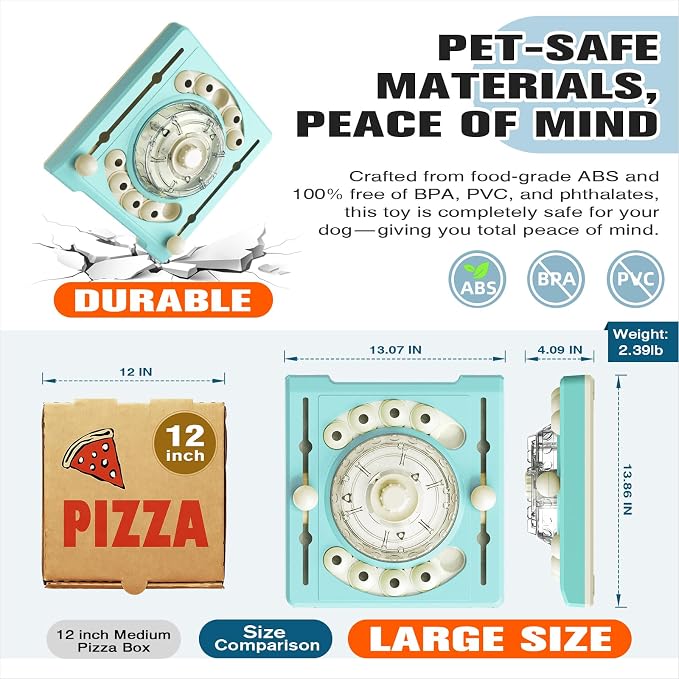 KADTC 2-Level Dog Puzzle Toy, Spin to Release Treat Dispenser & Slow Feeder | LARGE: Fill center hopper once. 2.5 cups of treats fuel 3 ways to play: slows fast eating;boredom-busting mental stimulation - Image 5