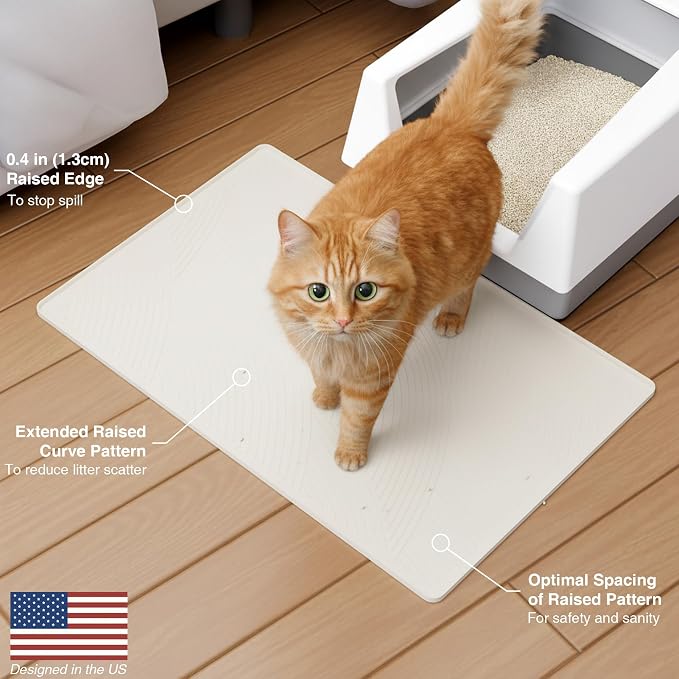 Cat Litter Box Mat - L Large Size 34 x 22 in, Water Proof, Kitty Litter Trapping Mat, Easy to Clean, Scatter Control, Odorless, Pet Supplies for Indoor Cats, Warm Beige - Image 8