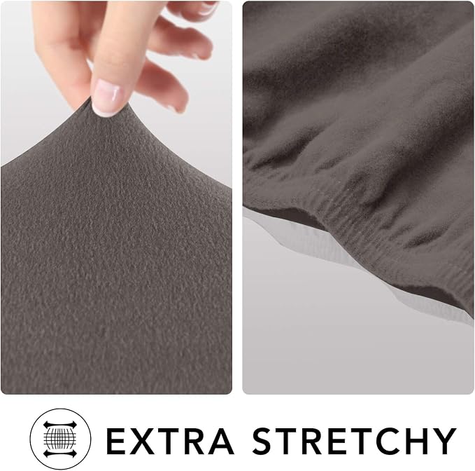 PureFit Super Stretch Chair Covers Fleece Couch Covers for Sofa Taupe | 1-Piece Spandex Couch Cover Soft Couch Protector, Sofa Cover Washable with Non Skid Foam and Elastic Bottom for Kids, Dogs - Image 4