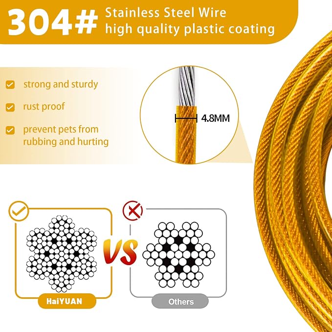 Dog Tie Out Cable, Dog Runner Cable | 10/15/20/25/30 FT Steel Cable with Sturdy Clips, Suitable for Yard Outdoor Use, Holds Large Dogs up to 165 Lbs - Image 3