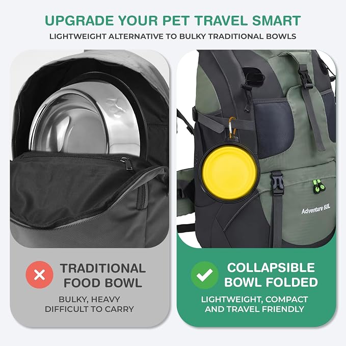 Collapsible Dog Water Bowls, Foldable Pet Feeding Dish, Yellow | Portable, Travel, Food Bowl, Dogs and Cats, Walking Hiking Camping, Carabiner, BPA Free - Image 6