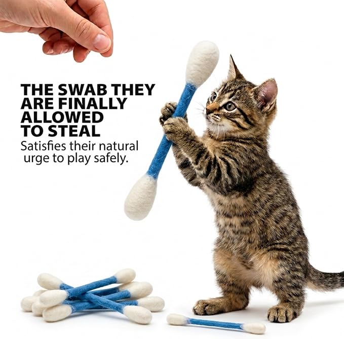 Glaciart One Swabs Cat Toys with Catnip - 6 Pk | Durable for Chew, Cute Cat Toys Interactive Kitty for Boredom, Exercise, & Play | Filled w/Organic Catnip for Anxiety & as Digestive Aid | Gift Idea - Image 3
