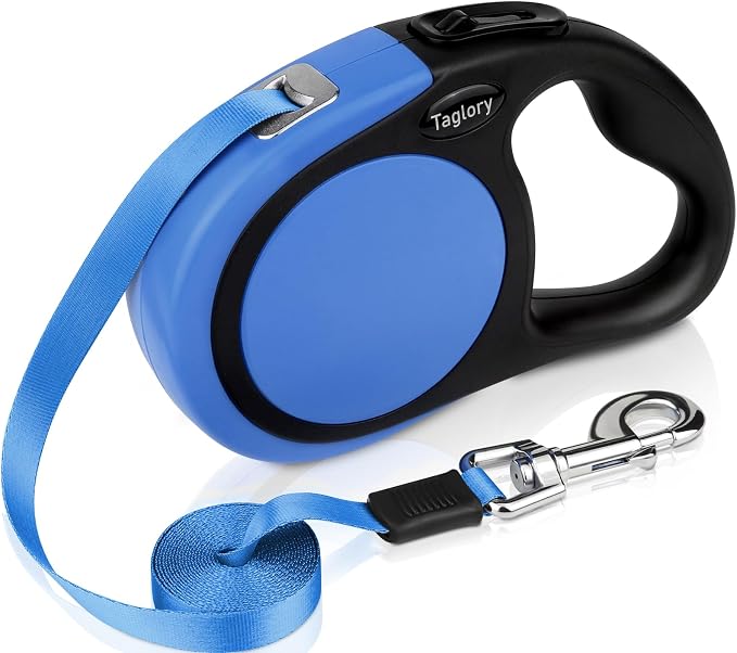 Taglory Retractable Dog Leash, One-Handed Brake, 16ft, Up to 44 lbs, Blue | More Freedom While Staying in Control, Smooth Retraction, Tangle-Free Design, Easy-Grip Handle, Daily Neighborhood Walks by Taglory