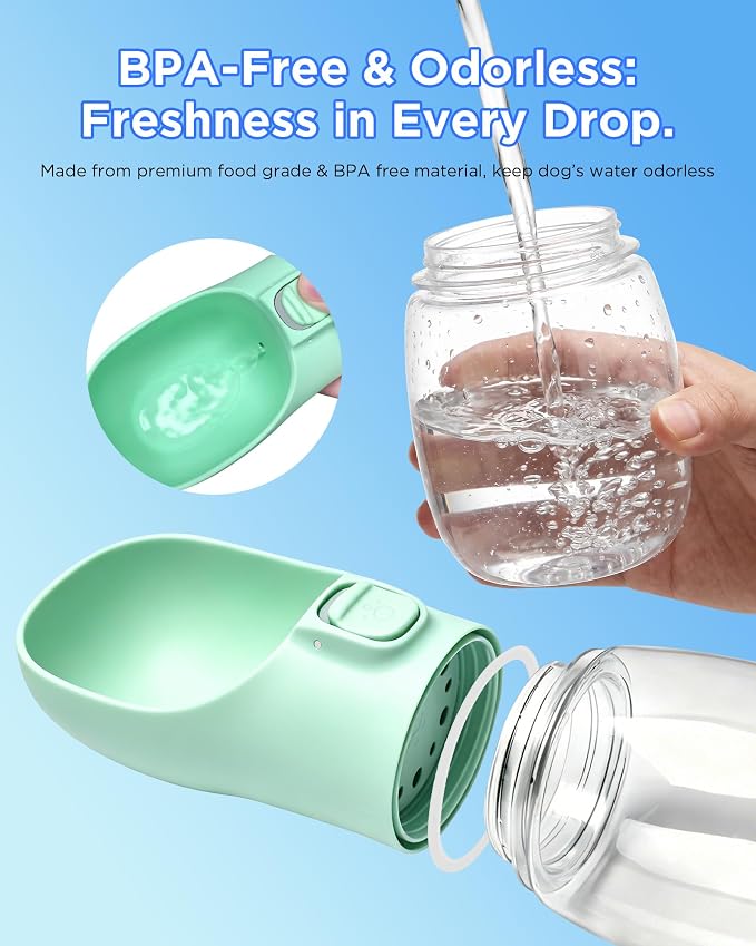 Portable Dog Water Bottle, Leak-Proof Pet Water Dispenser with Water-Saving Reflow, One-Hand Operation & Dishwasher Safe Travel Bottle for Walking, Hiking & Travel - Image 2