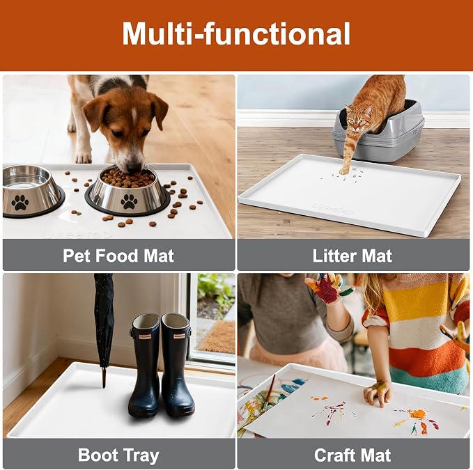 34" x 22" Extra Thick Silicone Mat Waterproof with Raised Edge, White | Under Sink Mat for Kitchen & Bathroom, Kitchen Cabinet Liner, Multi-Purpose for Storage & Protection - Image 7