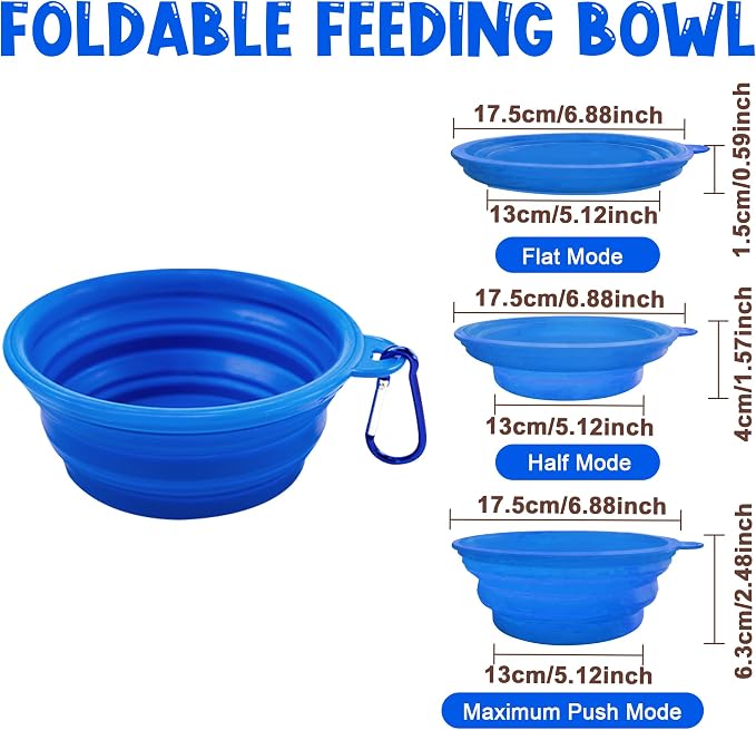 Large Collapsible Dog Bowls (34oz), 1 Pack Pet Travel Foldable Bowl with Carabiners, Healthy, Soft Silicone, Portable Essential Set for Walking, Travel, and Hiking (Blue) - Image 2