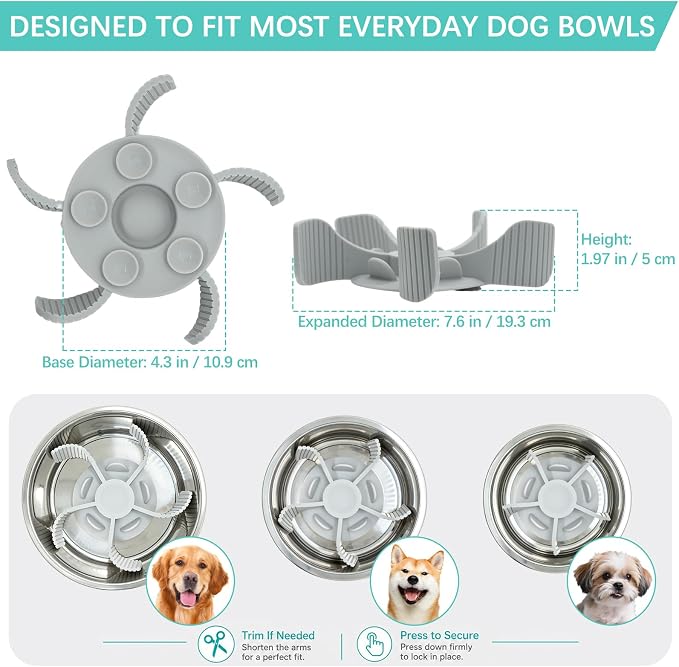 LumoLeaf Slow Feeder Dog Bowl Insert, Cuttable Silicone Dog Slow Feeder with Suction Cups, Soft Slow Eating Feeder for Dry & Wet Food, Fits Most Regular & Elevated Bowls, Small Medium Large Dogs (1) - Image 5