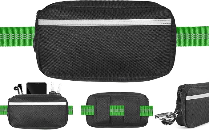 Hands Free Dog Leash with Zipper Pouch, Large, 25-120 lbs, Emerald | Waist Leash, Dual Padded Handles, Shock-Absorbing Bungee, Adjustable Waist Belt, Walking and Running - Image 2
