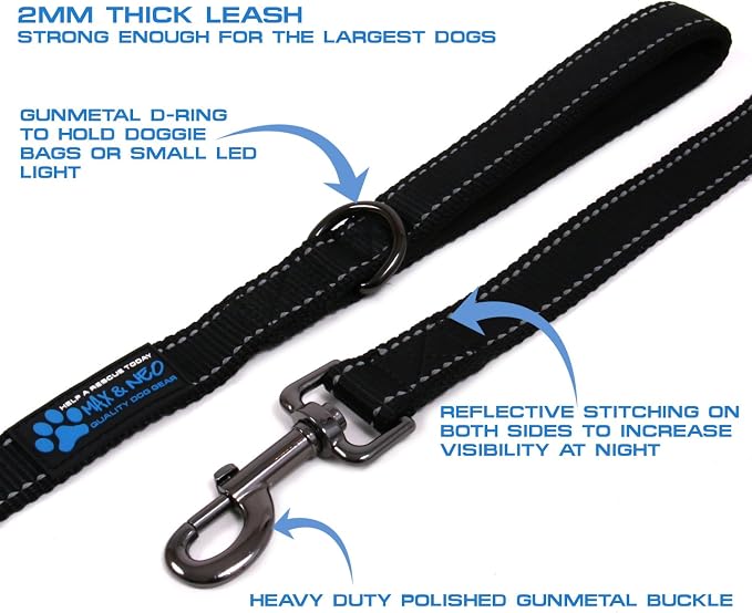 Max and Neo Reflective Nylon Dog Leash - We Donate One for Every Sold (Purple, 6ft) - Image 2