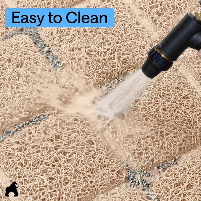 GORILLA GRIP Cat Litter Box Mat, 40x28, Water Resistant, US Designed Kitty Litter Trapping Mats, Easy to Clean, Scatter Control, Less Mess and Clean Floors, Kitten Supplies for Indoor Cats, Beige - Image 9
