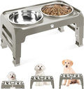 Elevated Dog Bowls 3 Height Adjustable Raised Bowl Stand with 25oz Stainless Steel Dog Food Bowls Anti-Slip for Small Dogs Adjusts to 7.5", 6", 2.75", Grey by AIRMX