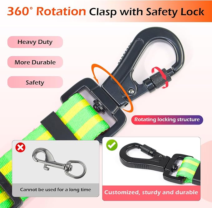 Reflective Double Handle Dog Leash for Large Medium Small Dogs (GY, S) | Heavy Duty, Adjustable with Soft Padded Handles, Traffic Control for Training, Walking, Running - Image 5