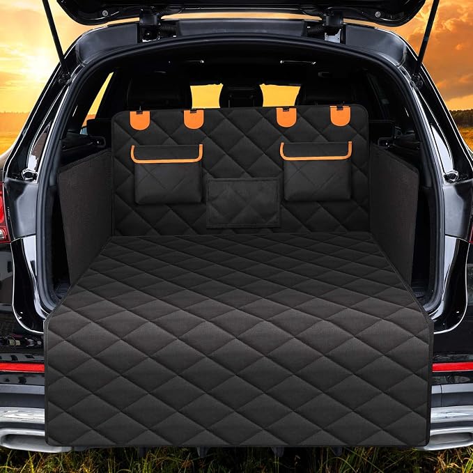 4-in-1 SUV Cargo Liner for Dogs, Non-Slip Water Resistant Pet Trunk Mat with Side Flaps Protector & Back Seat Organizer, Dog Backseat Cover for SUVs Vans（54" W x 88" L） by EasyHaWei