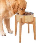 Elevated Dog Bowls for Large Dogs Feeder Two Bowls with a Stainless Steel and Bamboo Dishes，Raised Dog Bowl Stand with Non-Slip Feet，Ideal for Medium and Large Breeds， (13.5-inch High) by Unknown