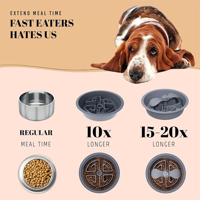 AVERYDAY Slow Feeder Dog Bowls for Large Breed, 2.5 Cups Deep Food Puzzle Bowl with Spinning Slow Feeder Insert, Non-Slip Bottom, Fits for Raised Stand, Hard Maze Design for Medium and Large Dogs - Image 5