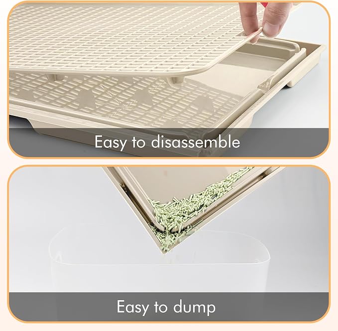 2Pack Cat Litter Box Step, Cat Litter Catcher, Expandable Interlock Litter Mat, Washable Easy Clean, Waterproof & Urine Proof, Khaki - Image 4