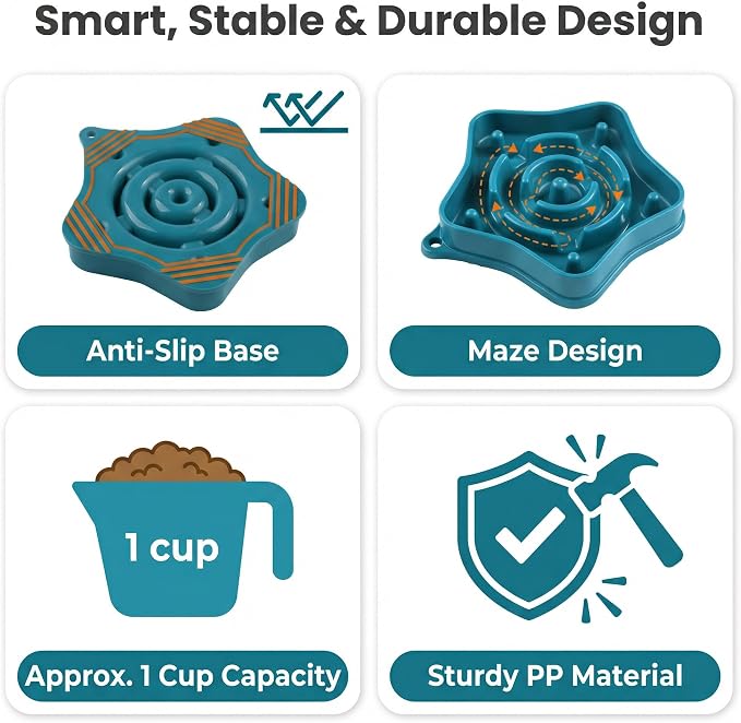 Pet Slow Feeder Bowl for Small Dogs, Puzzle Feeder for Petite Dogs, Anti-Choking, Slow Eating, 350ML Capacity, BPA-Free, Small Size - Image 5