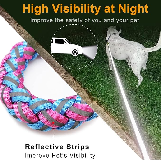 6ft Reflective Large Dog Leash 3/4" Strong Nylon Thick Rope Braided | Heavy Duty for Large Xlarge Dogs & Giant Dogs Walking Training Leads (Pink) - Image 5