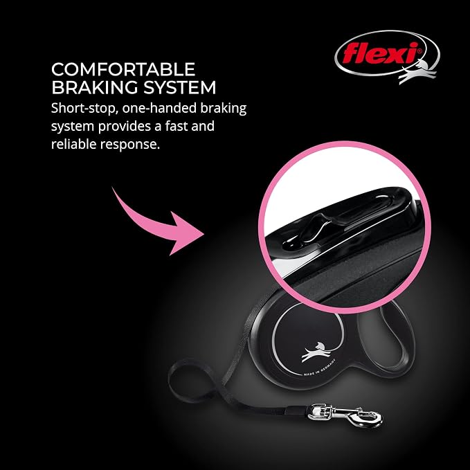 FLEXI® Classic XS Cord Retractable Dog Leash (Black)-10' for Extra Small,Tiny Dogs upto 18 lbs,Ultra Compact Pocket-Size,3-FingerGrip,German Quality,Tangle-Free,OneHand Brake,Pause & Lock (Pack of 12) - Image 4