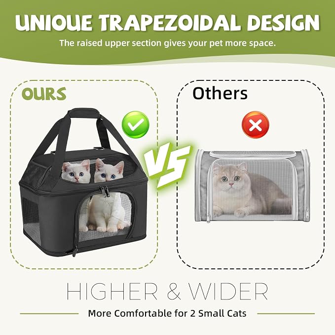 Soft Cat Carrier Up to 20 Lbs, Washable Pet Travel Bag for Kitten Puppy | Breathable Mesh, Medium to Big Pets Small Dog,Soft-sided Cloth Animal Crate for Car Travel Carrying, Safe for Vet Visit,Black - Image 4
