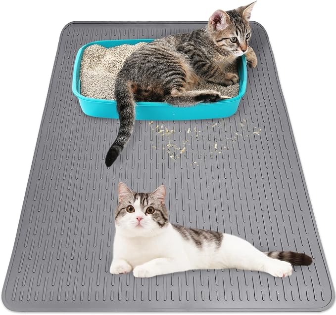 Cat Litter Mat 36" x 20" Waterproof Rubber Litter Box Mat Non-Slip & Soft Litter Trapping Mat Easy to Clean Kitty Litter Mat for Indoor Floor (Large) by Apatal