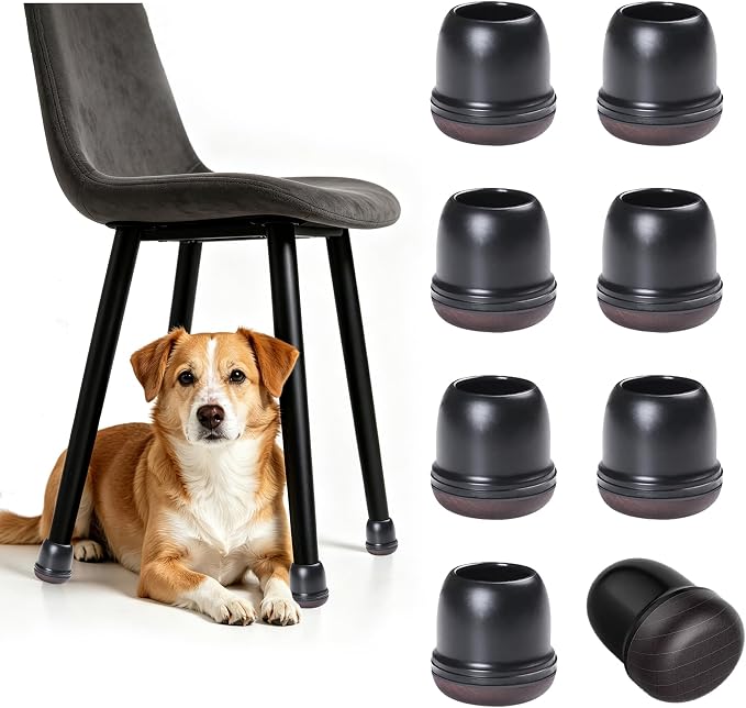 Small Black Chair Leg Caps for Carpet Tile, Pet Hair Resistant, Fit 0.8"-1" | Chair Leg Floor Protectors for Hardwood Floors, Furniture Feet Covers with Graphene Fabric Bottom, Reduce Noise-16PCS by MOYOHIMChairLegFloorProtectors