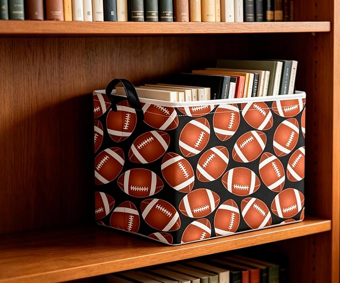 CLOCOR Rectangular Storage Basket Empty,Gift Basket,Waterproof Storage Bin with Handles,Room Decor(Big Rugby) - Image 5