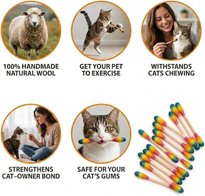 Glaciart One Swabs Cat Toys with Catnip - 6 Pk | Durable for Chew, Cute Cat Toys Interactive Kitty for Boredom, Exercise, & Play | Filled w/Organic Catnip for Anxiety & as Digestive Aid | Gift Idea - Image 4