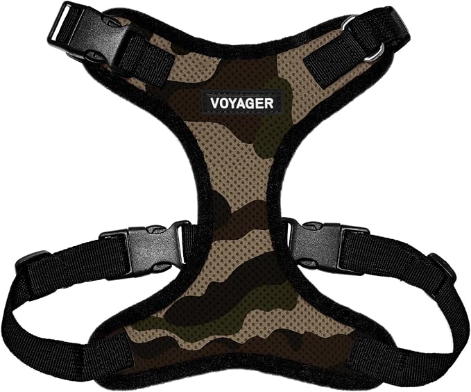 Voyager Step-in Lock Dog Harness - Army/Black Trim, Medium | 17 - 21" in Chest, Adjustable, Breathable Air Mesh, Lightweight for Daily Walks, Strong Clips, Heavy Duty D-Ring by BestPetSuppliesLLC