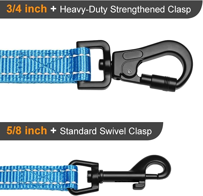 Didog 6FT Reflective Dog Leash for Small Medium Dogs, Slim 5/8" Width, Blue | Soft Padded Handle, Plush Comfort Grip, Tangle-Free, 360° Swivel Clasp for Daily Walking and Training, Night Safety - Image 5
