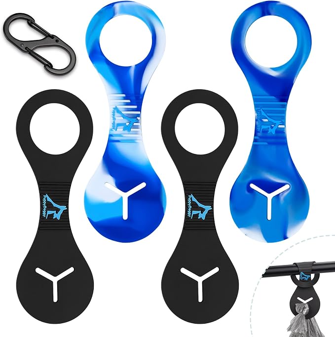Dog Poop Bag Holder for Leash Waste Bag Carrier Dog Poop Bag Dispenser for Walking Running Bicycle Accessory 4 Pieces (Black + Mixed Blue) by PuppyDoggy
