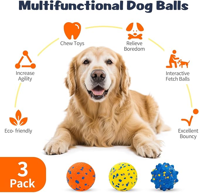HIPPIH Dog Balls Tennis Balls, Dog Chew Toys for Aggressive Chewers ETPU | 3PCS Interactive Puppy Toys for Teething, 3'' Fetch Ball Water Toy for Small/Medium Breed,High Bouncy & Floating Dog Pool Toy - Image 2
