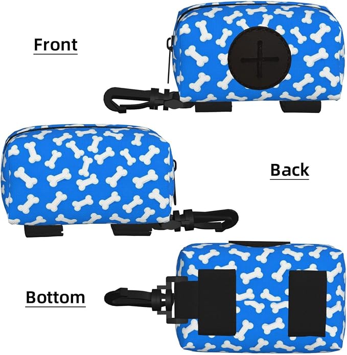 Dog Poop Bag Holder for Leashes - Lightweight Pet Waste Bags Dispenser Doggy Zippered Pouch for Puppy Walking Accessories(Dog Bones) - Image 2
