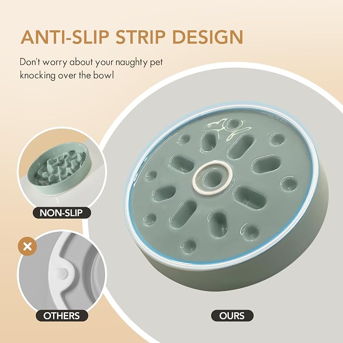 Havniva Dog Bowls Slow Feeder, Ceramic Slow Feeder Dog Bowls for Fast Eater | 3.2 Cups Dog Food Bowl Puzzle Feeder, Slow Feeding Bowls for Large Dogs, Non-Slip Base, Anti-Choking - Image 3