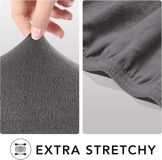 PureFit Stretch Oversized Couch Covers Fleece Sofa Slipcovers Light Gray | 1-Piece Sofa Cover Washable Soft Couch Protector, Couch Slipcover with Non Skid Foam and Elastic Bottom for Kids, Dogs - Image 4