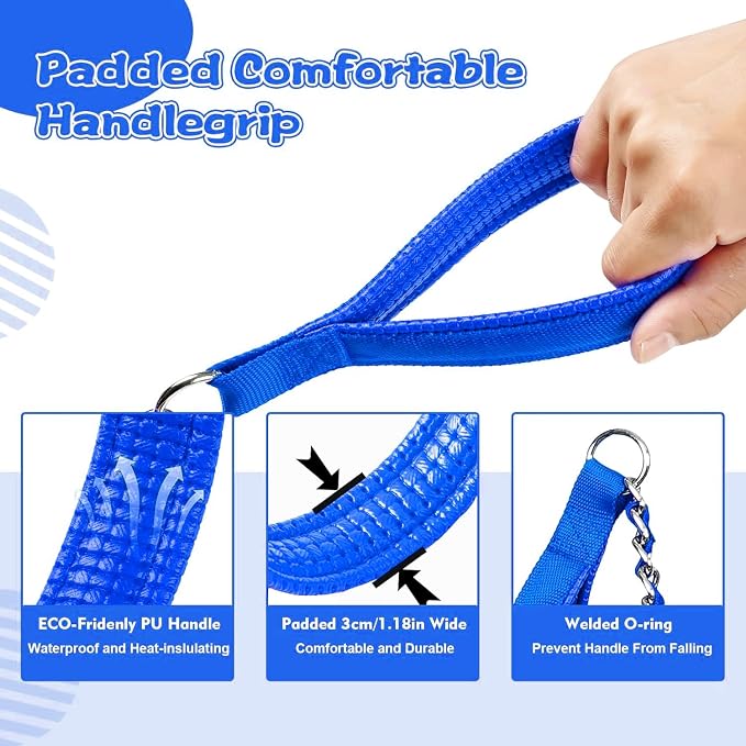 Metal Chain Dog Leash Chew Proof for Dogs, Blue, 3.0mm, 6FT | More Room for Everyday Walks and Outdoor Use, Chew Resistant Chain, Padded Handle, Swivel Clip - Image 3