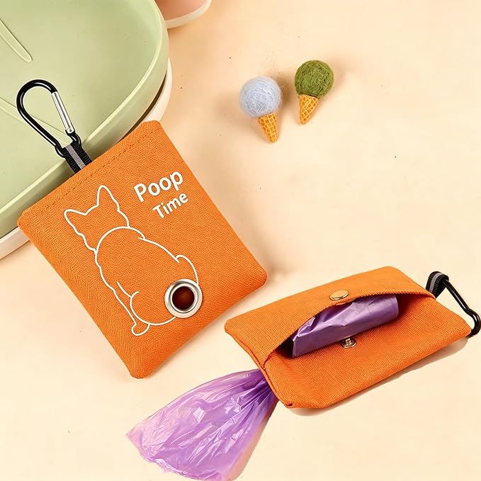 Orange Dog Pop Bag Holder Dog Waste Bag Holder (Orange) | Carabiner Clip, Easy Bag Dispensing, Leash Attachable, Funny Design - Image 4