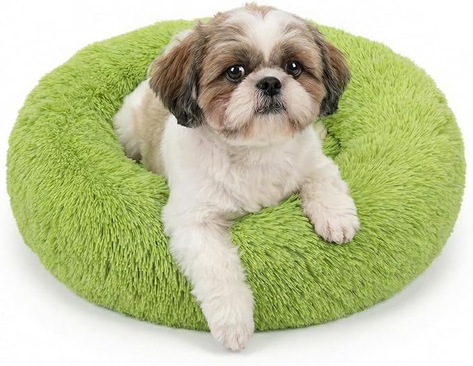 nononfish Calming Donut Dog Bed for Small Dogs,Soft Plush Pet Bed | Soft calming donut bed with plush comfort and raised edge support for small dogs. by nononfish