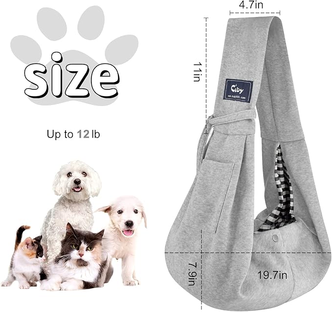 CUBY Dog and Cat Sling Carrier - Hands Free Reversible Pet Papoose Bag - Soft Pouch and Tote Design - Suitable for Puppy, Small Dogs Cats Outdoor - Image 5