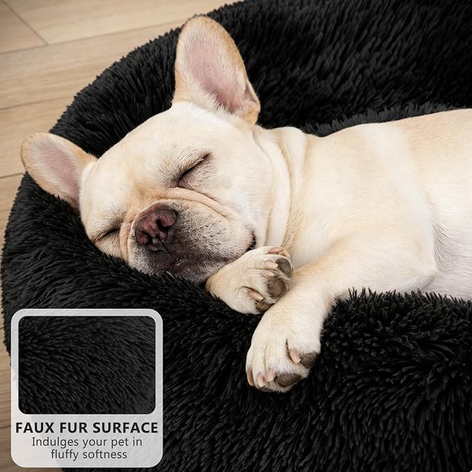 MIXJOY Orthopedic Dog Bed Comfortable Donut Cuddler Round Pet Beds Ultra Soft Washable Dog and Cat Cushion (20''/23''/30'') (27'', Black) - Image 3