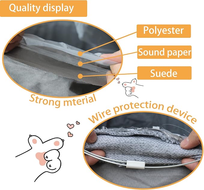 Cat Tunnel for Indoor Cats, 51×12 inch Foldable Big Cat Tunnel, Grey Suede Pet Tunnels with Two Peepholes and a Bubble Ball - Image 3
