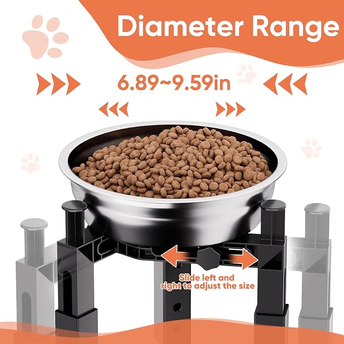XIAZ Dog Bowl Stand Elevated Food Water Bowl Holder for Large Medium Small Sized Dog, Heights&Width Adjustable, Non-Slip, Durable, Elevated Feeding Bowl Stand for All Dogs Bowls 2PCS - Image 5