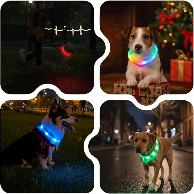 Light Up Dog Collar, Rechargeable Glowing Dog Collar, Light Dog Collar for Night Walking with 1640 FT of Visibility - Brightest LED Dog Collar Light, 3 Flashing Modes, Keeps Your Pets Safe in The Dark - Image 7
