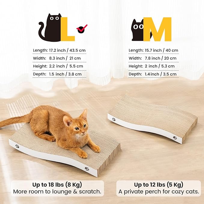 Cat Scratcher, Durable Scratch Pad, Corrugated Cardboard Scratching Board for Indoor Cats, Heavy Duty, Double-Sided Usability, Recyclable, with Catnip, Large, 2 Pack - Image 4