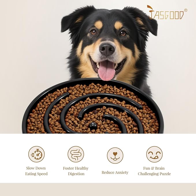 JASGOOD Slow Feeder Dogs Bowl for Large Medium Dogs,Anti-Gulping Pet Slower Food Feeding Bowls Stop Bloat,Preventing Choking - Image 6