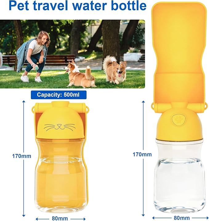 Dog Water Bottle - for Collapsible Small Animals Water Bottle for Walking | Pet Water Bottle 16.9oz Outdoor Walking Drinking Bowl， Dog Accessory for Puppies, Guinea Pigs Hamsters & Bunnies ﻿ - Image 2
